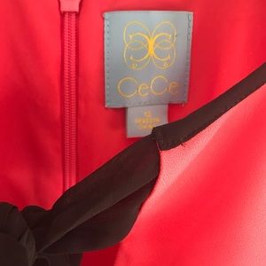 Coral CeCe dress with black bow
